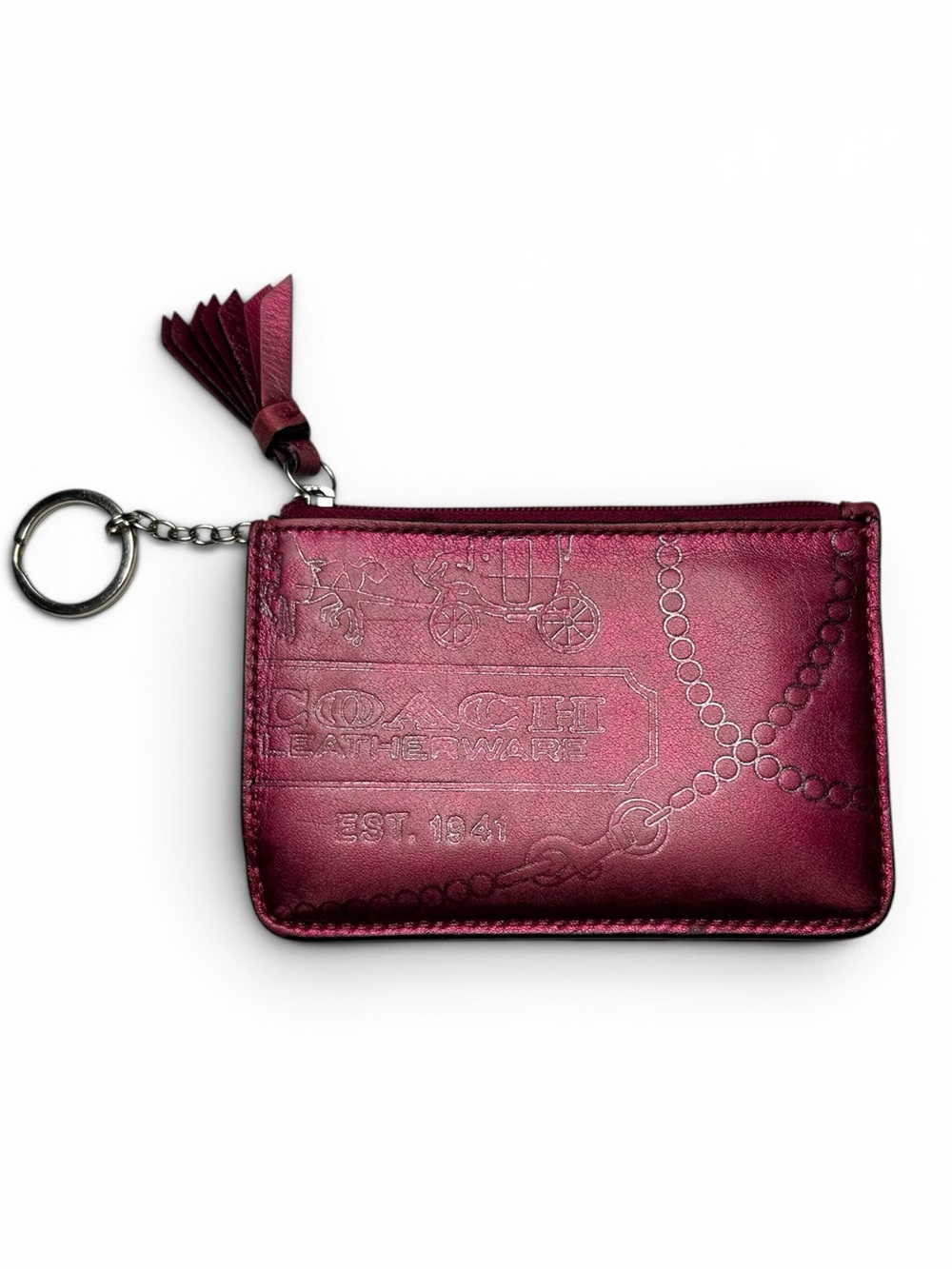 Coach Y2K Metallic Pink Key Pouch Coin Purse Card Holder